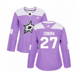 Womens Adidas Dallas Stars 27 Erik Condra Authentic Purple Fights Cancer Practice NHL Jersey 