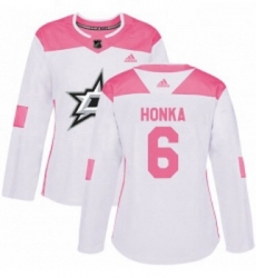 Womens Adidas Dallas Stars 6 Julius Honka Authentic WhitePink Fashion NHL Jersey 