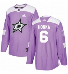 Youth Adidas Dallas Stars 6 Julius Honka Authentic Purple Fights Cancer Practice NHL Jersey 