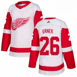 Mens Adidas Detroit Red Wings 26 Thomas Vanek Authentic White Away NHL Jersey 