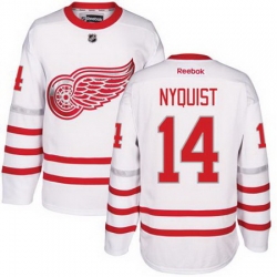 Red Wings #14 Gustav Nyquist White Centennial Classic Stitched NHL Jersey