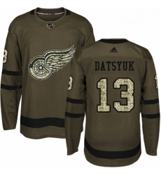 Youth Adidas Detroit Red Wings 13 Pavel Datsyuk Authentic Green Salute to Service NHL Jersey 