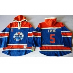 Edmonton Oilers #5 Mark Fayne Light Blue Sawyer Hooded Sweatshirt Stitched NHL Jersey