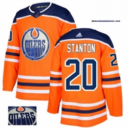 Mens Adidas Edmonton Oilers 20 Ryan Stanton Authentic Orange Fashion Gold NHL Jersey 