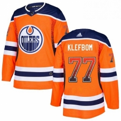 Mens Adidas Edmonton Oilers 77 Oscar Klefbom Authentic Orange Drift Fashion NHL Jersey 