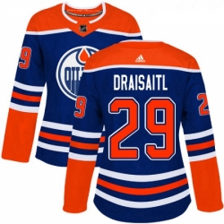 Womens Adidas Edmonton Oilers 29 Leon Draisaitl Authentic Royal Blue Alternate NHL Jersey 