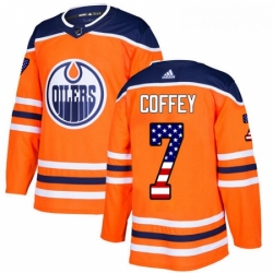 Youth Adidas Edmonton Oilers 7 Paul Coffey Authentic Orange USA Flag Fashion NHL Jersey 