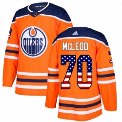 Youth Adidas Edmonton Oilers 70 Ryan McLeod Authentic Orange USA Flag Fashion NHL Jersey 