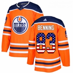 Youth Adidas Edmonton Oilers 83 Matt Benning Authentic Orange USA Flag Fashion NHL Jersey 