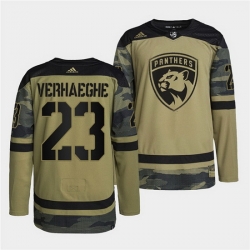 Men Florida Panthers 23 Carter Verhaeghe 2022 Camo Military Appreciation Night Stitched jersey