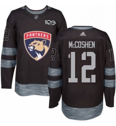 Mens Adidas Florida Panthers 12 Ian McCoshen Authentic Black 1917 2017 100th Anniversary NHL Jersey 