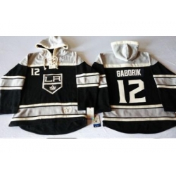 Los Angeles Kings #12 Marian Gaborik Black Sawyer Hooded Sweatshirt Stitched NHL Jersey