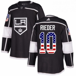 Mens Adidas Los Angeles Kings 10 Tobias Rieder Authentic Black USA Flag Fashion NHL Jersey 