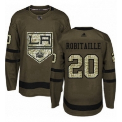 Mens Adidas Los Angeles Kings 20 Luc Robitaille Authentic Green Salute to Service NHL Jersey 