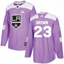 Mens Adidas Los Angeles Kings 23 Dustin Brown Authentic Purple Fights Cancer Practice NHL Jersey 