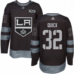 Mens Adidas Los Angeles Kings 32 Jonathan Quick Premier Black 1917 2017 100th Anniversary NHL Jersey 