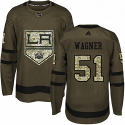 Mens Adidas Los Angeles Kings 51 Austin Wagner Authentic Green Salute to Service NHL Jersey 