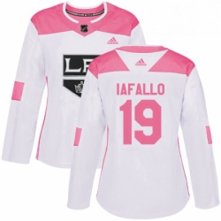 Womens Adidas Los Angeles Kings 19 Alex Iafallo Authentic WhitePink Fashion NHL Jersey 