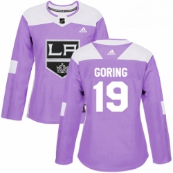 Womens Adidas Los Angeles Kings 19 Butch Goring Authentic Purple Fights Cancer Practice NHL Jersey 