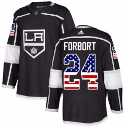 Youth Adidas Los Angeles Kings 24 Derek Forbort Authentic Black USA Flag Fashion NHL Jersey 