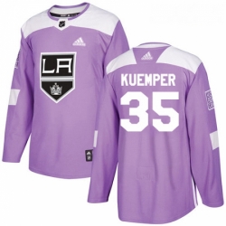 Youth Adidas Los Angeles Kings 35 Darcy Kuemper Authentic Purple Fights Cancer Practice NHL Jersey 