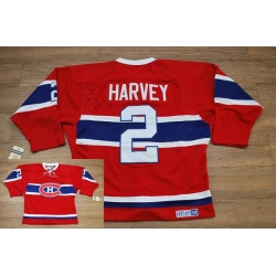 Canadiens #2 Doug Harvey Stitched Red CH CCM Throwback NHL Jersey