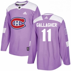 Mens Adidas Montreal Canadiens 11 Brendan Gallagher Authentic Purple Fights Cancer Practice NHL Jersey 