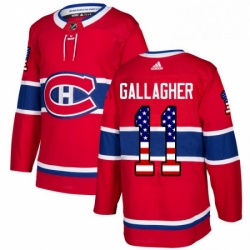 Mens Adidas Montreal Canadiens 11 Brendan Gallagher Authentic Red USA Flag Fashion NHL Jersey 