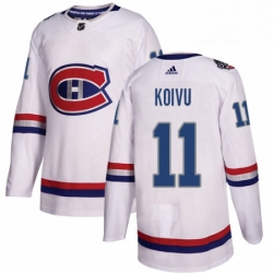 Mens Adidas Montreal Canadiens 11 Saku Koivu Authentic White 2017 100 Classic NHL Jersey 