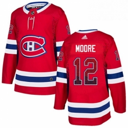 Mens Adidas Montreal Canadiens 12 Dickie Moore Authentic Red Drift Fashion NHL Jersey 