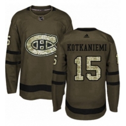 Mens Adidas Montreal Canadiens 15 Jesperi Kotkaniemi Premier Green Salute to Service NHL Jersey 