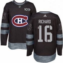 Mens Adidas Montreal Canadiens 16 Henri Richard Premier Black 1917 2017 100th Anniversary NHL Jersey 