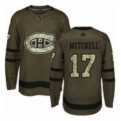 Mens Adidas Montreal Canadiens 17 Torrey Mitchell Authentic Green Salute to Service NHL Jersey 