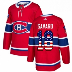 Mens Adidas Montreal Canadiens 18 Serge Savard Authentic Red USA Flag Fashion NHL Jersey 