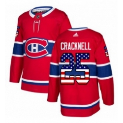 Mens Adidas Montreal Canadiens 25 Adam Cracknell Authentic Red USA Flag Fashion NHL Jersey 