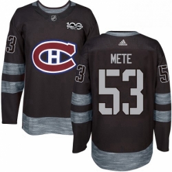 Mens Adidas Montreal Canadiens 53 Victor Mete Premier Black 1917 2017 100th Anniversary NHL Jersey 