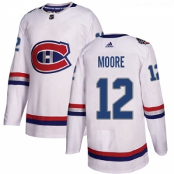 Youth Adidas Montreal Canadiens 12 Dickie Moore Authentic White 2017 100 Classic NHL Jersey 