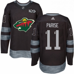 Mens Adidas Minnesota Wild 11 Zach Parise Premier Black 1917 2017 100th Anniversary NHL Jersey 