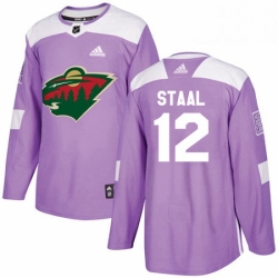 Mens Adidas Minnesota Wild 12 Eric Staal Authentic Purple Fights Cancer Practice NHL Jersey 