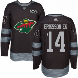 Mens Adidas Minnesota Wild 14 Joel Eriksson Ek Authentic Black 1917 2017 100th Anniversary NHL Jersey 