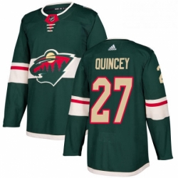 Mens Adidas Minnesota Wild 27 Kyle Quincey Premier Green Home NHL Jersey 