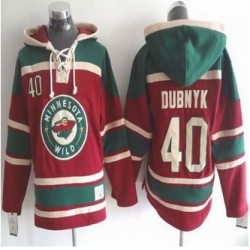 Minnesota Wild #40 Devan Dubnyk Red Sawyer Hooded Sweatshirt Stitched NHL Jersey