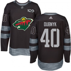 Wild #40 Devan Dubnyk Black 1917 2017 100th Anniversary Stitched NHL Jersey