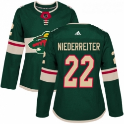 Womens Adidas Minnesota Wild 22 Nino Niederreiter Premier Green Home NHL Jersey 