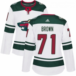 Womens Adidas Minnesota Wild 71 J T Brown Authentic White Away NHL Jerse