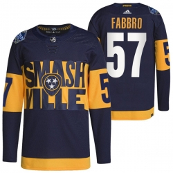 Men Nashville Predators 57 Dante Fabbro 2022 Navy Stadium Series Breakaway Player Stitched Jersey