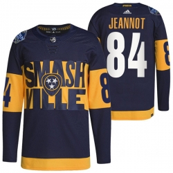 Men Nashville Predators 84 Tanner Jeannot 2022 Navy Stadium Series Breakaway Player Stitched Jersey