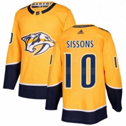 Mens Adidas Nashville Predators 10 Colton Sissons Authentic Gold Home NHL Jersey 