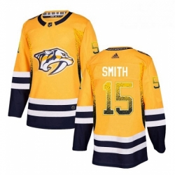 Mens Adidas Nashville Predators 15 Craig Smith Authentic Gold Drift FashionNHL Jersey 