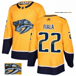 Mens Adidas Nashville Predators 22 Kevin Fiala Authentic Gold Fashion Gold NHL Jersey 